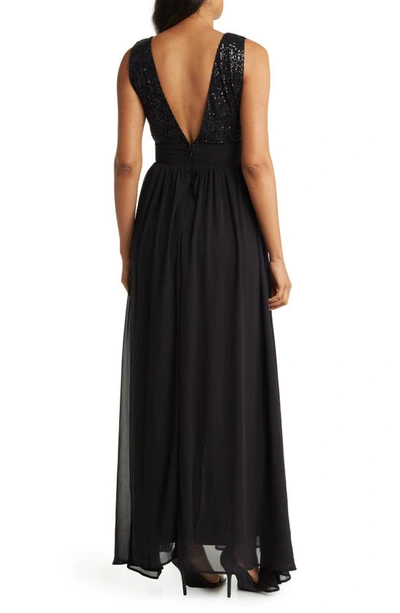 Shop Love By Design Daphne Sequin Top V-plunge Maxi Dress In Black