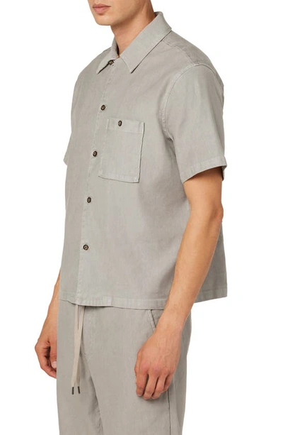 Shop Hudson Short Sleeve Linen Blend Button-up Camp Shirt In Cement