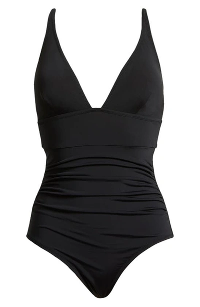 Change Of Scenery Niki Plunge Neck One-piece Swimsuit In Black