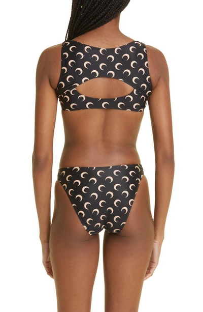 Shop Marine Serre Moon Print One Piece Swimsuit In All Over Moon Tan On Black