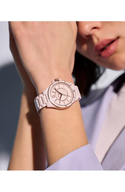 Shop Olivia Burton Sports Luxe Ceramic Bracelet Watch, 36mm In Rose Gold