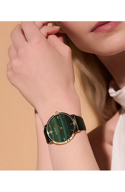 Shop Olivia Burton Celestial Leather Strap Watch, 40mm In Green