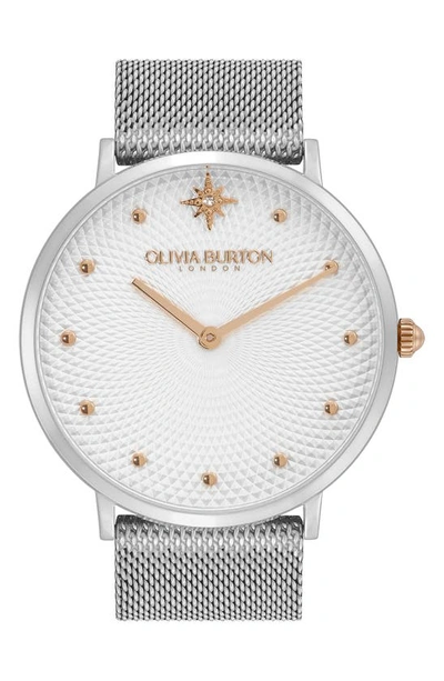 Shop Olivia Burton Celestial Mesh Strap Watch, 40mm In Silver