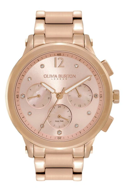 Olivia Burton Women's Sports Luxe Ion Plated Carnation Gold-tone Steel Watch 38mm In Rose Gold/ Gold