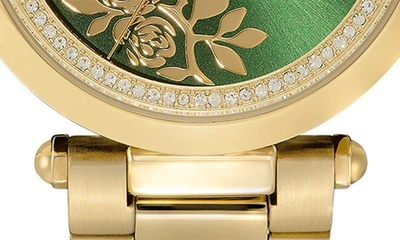 Olivia Burton Women's Signature Floral Ion Plated Gold-tone Steel Bracelet Watch 34mm In Green