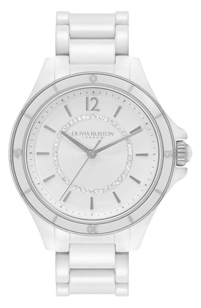 Shop Olivia Burton Sports Luxe Ceramic Bracelet Watch, 36mm In White