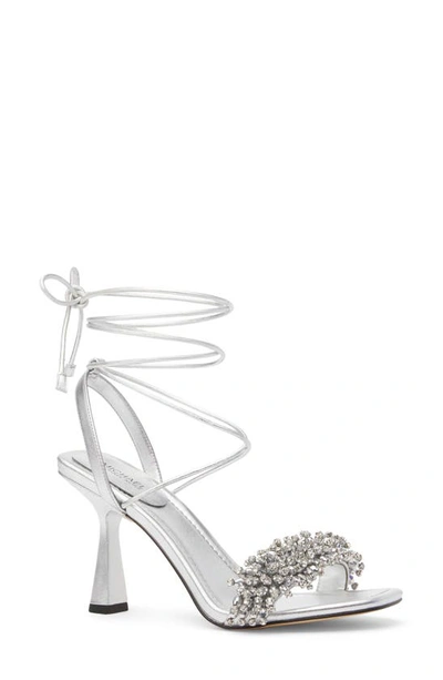 Shop Michael Michael Kors Lucia Strappy Sandal In Silver