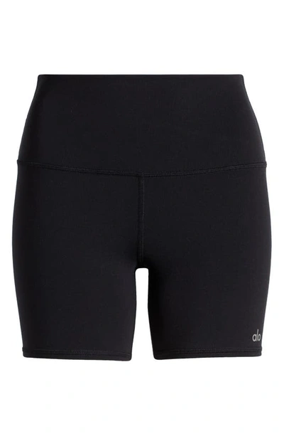 Shop Alo Yoga Airbrush High Waist Bike Shorts In Black