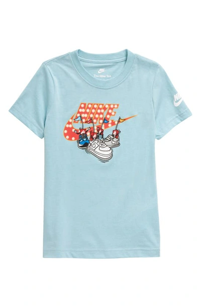 Shop Nike Kids' Graphic Cotton Blend Tee In Ocean Bliss