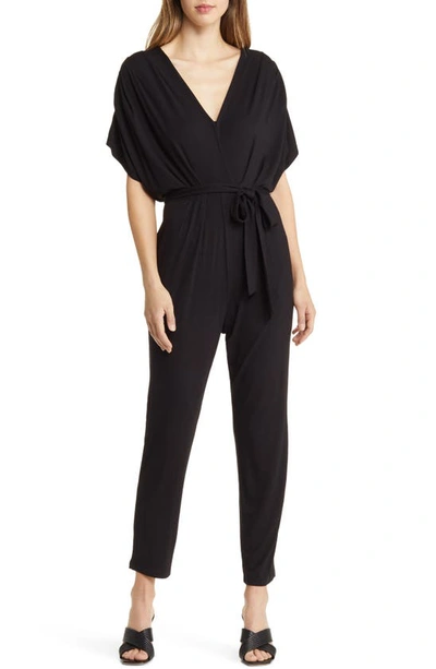 Shop Fraiche By J Pleated Wide Sleeve Knit Jumpsuit In Black