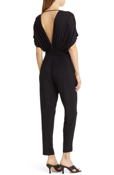 Shop Fraiche By J Pleated Wide Sleeve Knit Jumpsuit In Black