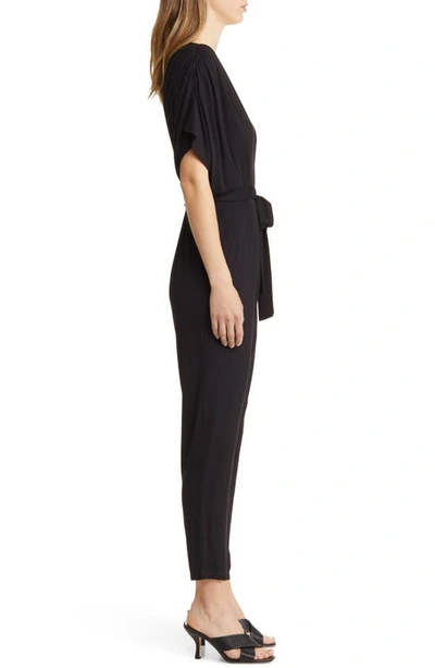 Fraiche By J Pleated Wide Sleeve Knit Jumpsuit In Black
