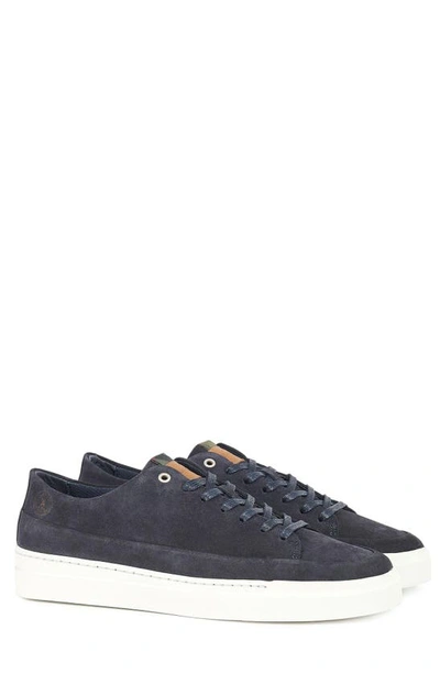 Barbour Liddesdale Quilted Shell And Woven Low-top Trainers In Navy Suede