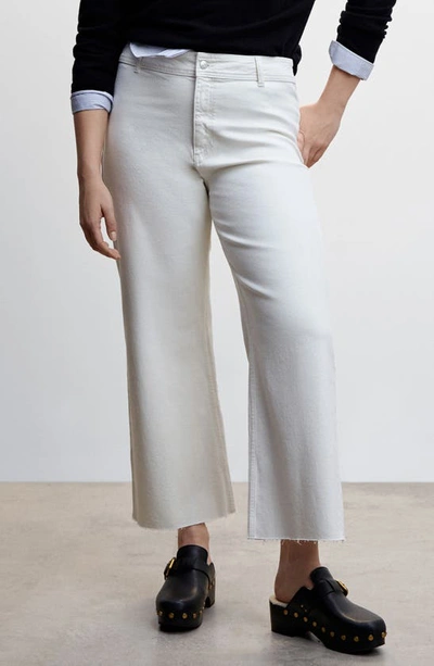 Mango Jeans Culotte High Waist Off White In Off White