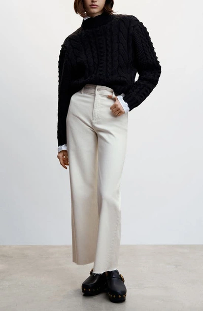 Mango Jeans Culotte High Waist Off White In Off White