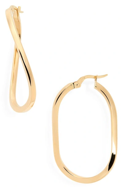 Shop Roberto Coin Twisted Gold Hoop Earrings In Yg