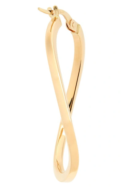 Shop Roberto Coin Twisted Gold Hoop Earrings In Yg