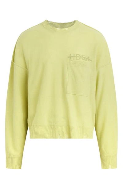 Shop Hudson Distressed Wool & Cashmere Sweater In Lime