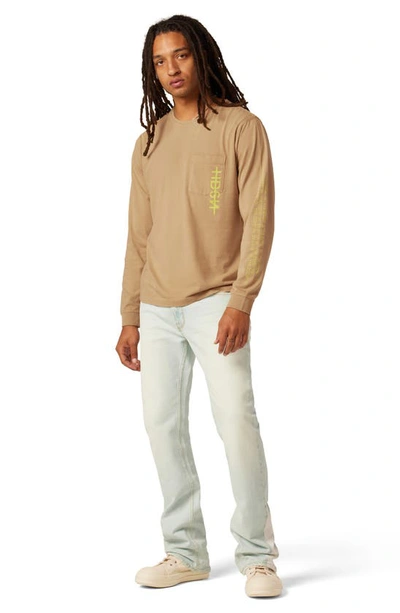 Shop Hudson Long Sleeve Pocket Graphic T-shirt In Dusty Beige Pink