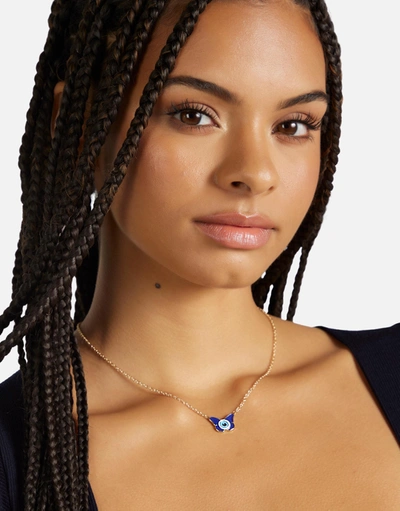 Lauren Moshi Maripol Butterfly Evil Eye Necklace In Gold/cobalt