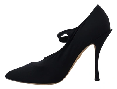 Shop Dolce & Gabbana Black Socks Stretch Crystal Pumps Women's Shoes