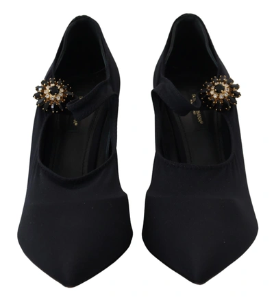 Shop Dolce & Gabbana Black Socks Stretch Crystal Pumps Women's Shoes