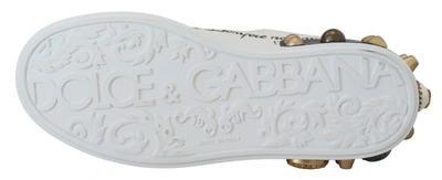 Shop Dolce & Gabbana White Leather Crystal Queen Crown Sneakers Women's Shoes