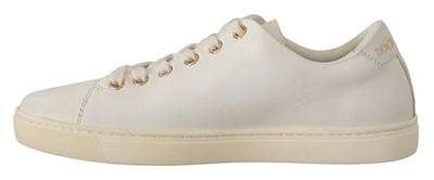 Shop Dolce & Gabbana White Leather Gold Red Heart Sneakers Women's Shoes