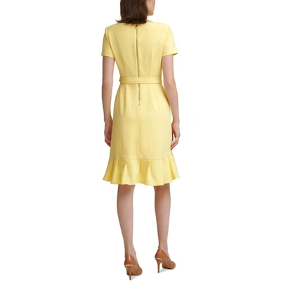 Shop Calvin Klein Petites Womens Ruffle Hem Above Knee Fit & Flare Dress In Multi