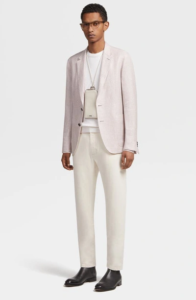 Shop Zegna Garment Washed Cotton & Linen Button-up Shirt In Pink