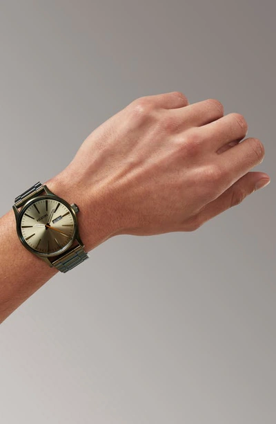 Shop Nixon Sentry Bracelet Watch, 42mm In Vintage White / Surplus