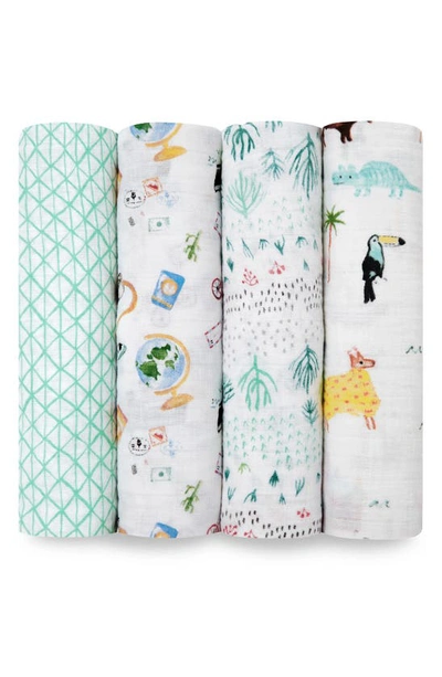 Shop Aden + Anais 4-pack Classic Swaddling Cloths In Around The World