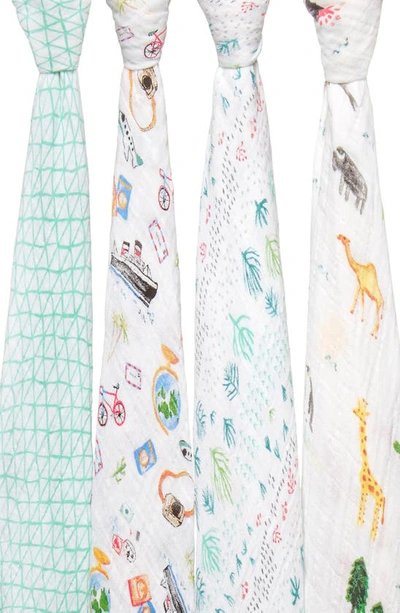 Shop Aden + Anais 4-pack Classic Swaddling Cloths In Around The World