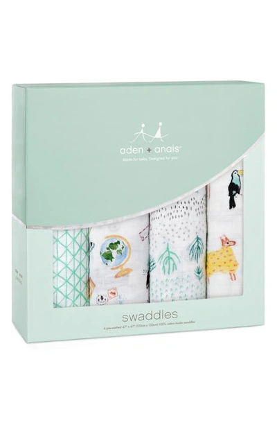 Shop Aden + Anais 4-pack Classic Swaddling Cloths In Around The World