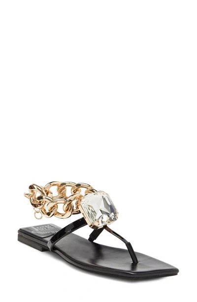 Shop Jeffrey Campbell Ring On It Sandal In Black Patent Gold