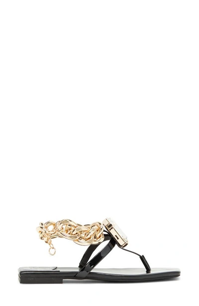 Shop Jeffrey Campbell Ring On It Sandal In Black Patent Gold
