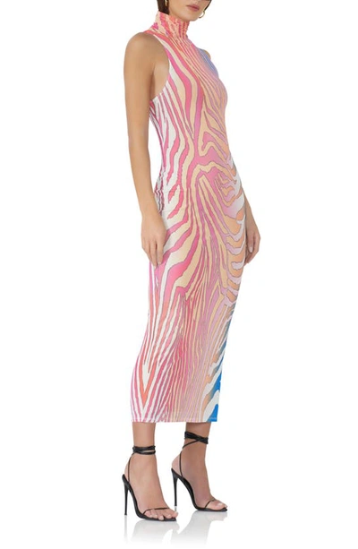 Shop Afrm Serenity Sleeveless Turtleneck Midi Dress In Spring Multi Zebra