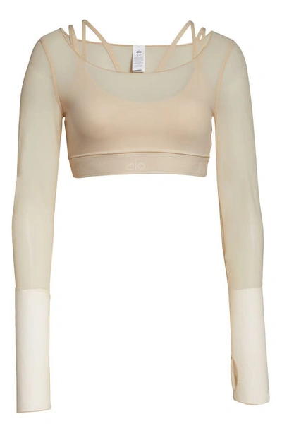 Alo Yoga Airlift Ballet Dream Long Sleeve Bra Top In Macadamia | ModeSens