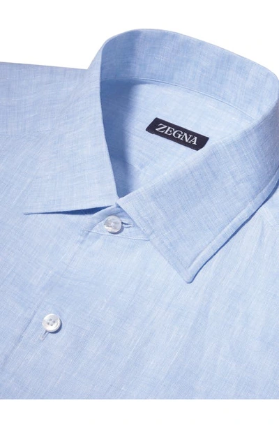 Shop Zegna Luxury Linen Button-up Shirt In Light Blue
