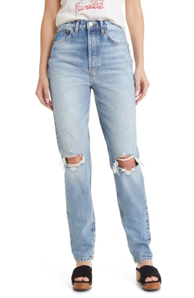 Shop Re/done Drainpipe Ripped Super High Waist Skinny Jeans In Destroy Wrecking Blue