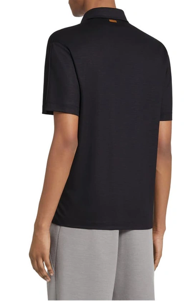 Zegna Wool Polo Shirt In Navy