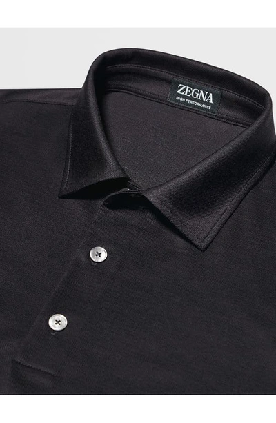 Zegna Wool Polo Shirt In Navy