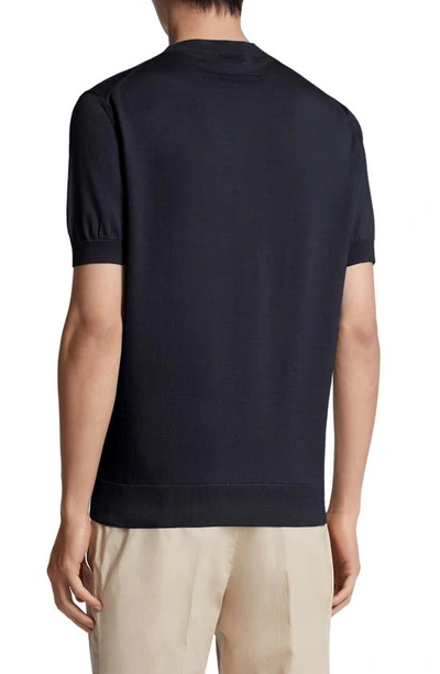 Shop Zegna Premium Cotton Short Sleeve T-shirt In Navy
