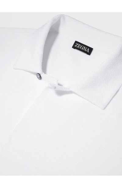 Shop Zegna Honeycomb Short Sleeve Cotton Polo In White