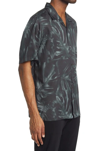 Shop Theory Noll Print Short Sleeve Button-up Shirt In Balsam Multi