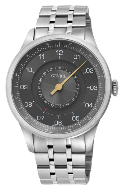 Shop Gevril Jones Street Swiss Automatic Bracelet Watch, 45mm In Silver