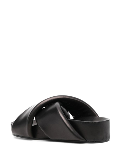 Shop Jil Sander Crossover Strap Chunky Sandals In Black