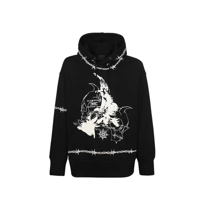 Shop Givenchy Logo Hooded Sweatshirt In Black
