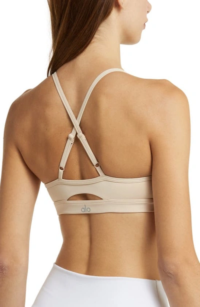 Shop Alo Yoga Airlift Intrigue Bra In Macadamia