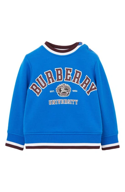 Shop Burberry Kids' College Logo Graphic Sweatshirt In Canvas Blue